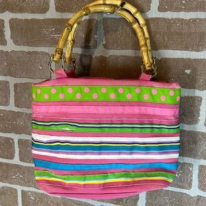 Tianni Handbag with Bamboo Handles Summer Preppy
